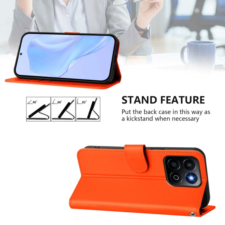 For Honor 200 Smart Skin Feel Solid Color Leather Phone Case with Lanyard