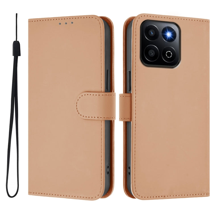For Honor 200 Smart Skin Feel Solid Color Leather Phone Case with Lanyard