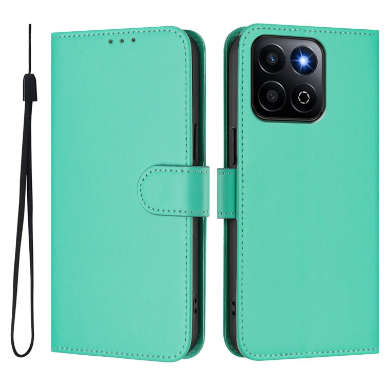 For Honor 200 Smart Skin Feel Solid Color Leather Phone Case with Lanyard