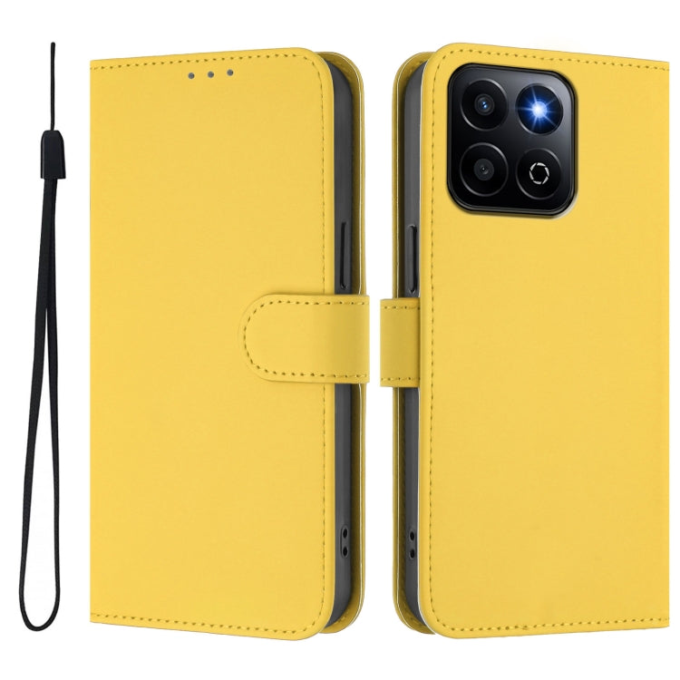 For Honor 200 Smart Skin Feel Solid Color Leather Phone Case with Lanyard
