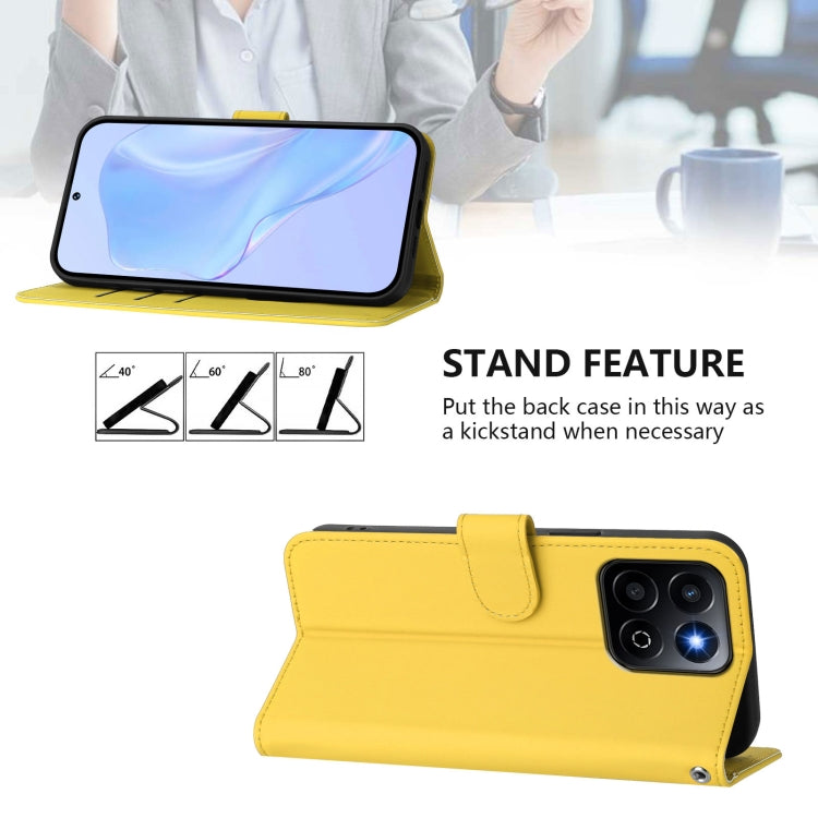 For Honor 200 Smart Skin Feel Solid Color Leather Phone Case with Lanyard