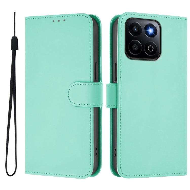 For Honor 200 Smart Skin Feel Solid Color Leather Phone Case with Lanyard