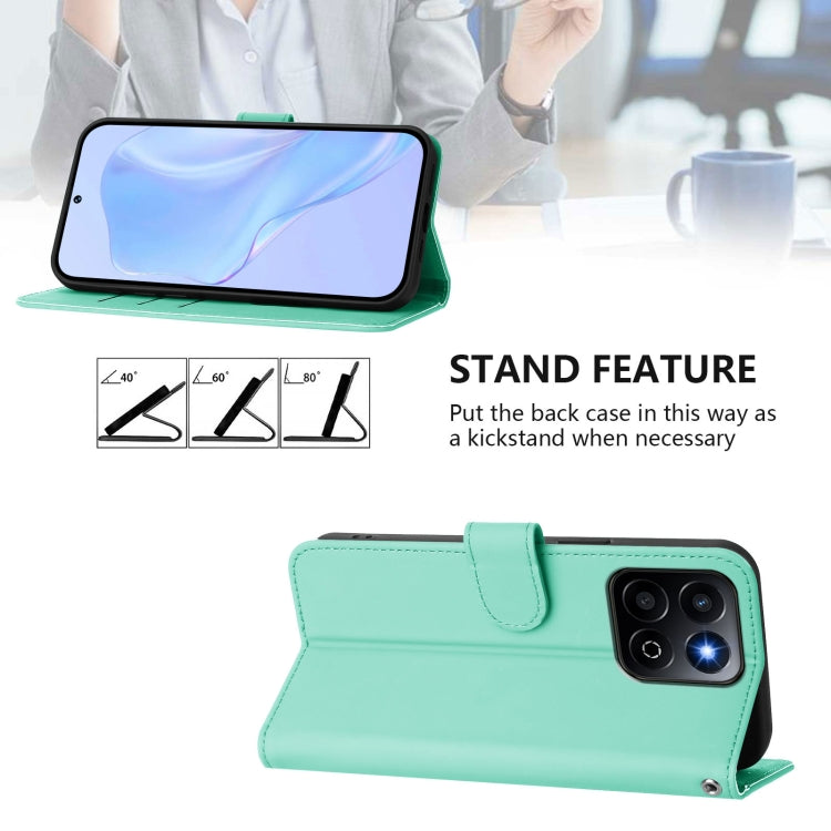 For Honor 200 Smart Skin Feel Solid Color Leather Phone Case with Lanyard