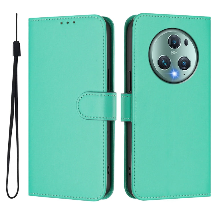 For Honor Magic5 Pro Skin Feel Solid Color Leather Phone Case with Lanyard