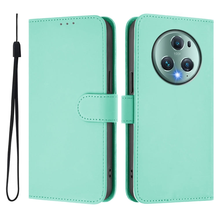 For Honor Magic5 Pro Skin Feel Solid Color Leather Phone Case with Lanyard
