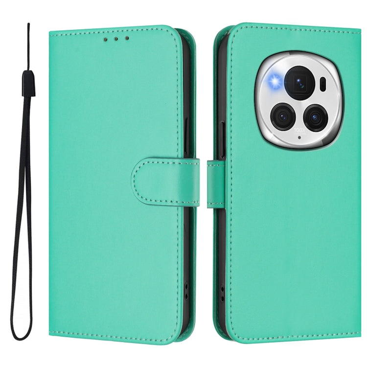 For Honor Magic6 Pro Skin Feel Solid Color Leather Phone Case with Lanyard