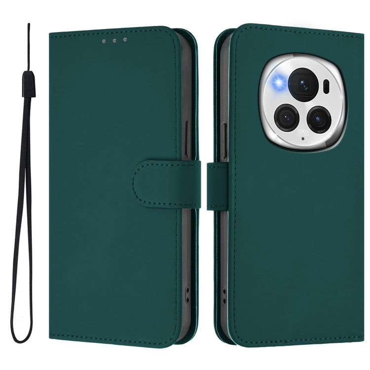 For Honor Magic6 Pro Skin Feel Solid Color Leather Phone Case with Lanyard