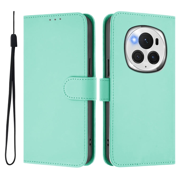 For Honor Magic6 Pro Skin Feel Solid Color Leather Phone Case with Lanyard