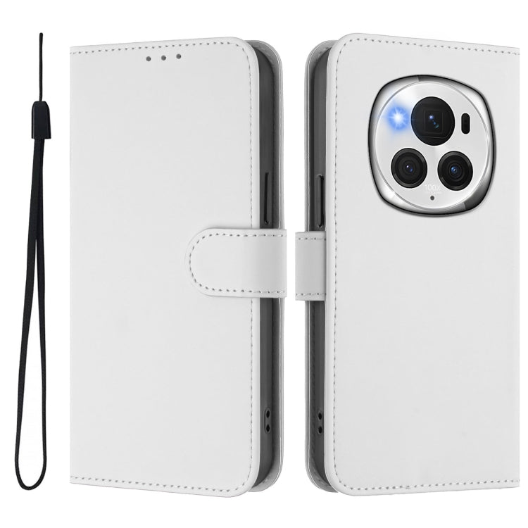 For Honor Magic6 Pro Skin Feel Solid Color Leather Phone Case with Lanyard
