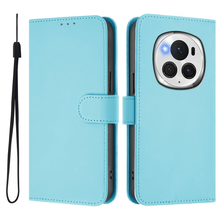 For Honor Magic6 Pro Skin Feel Solid Color Leather Phone Case with Lanyard