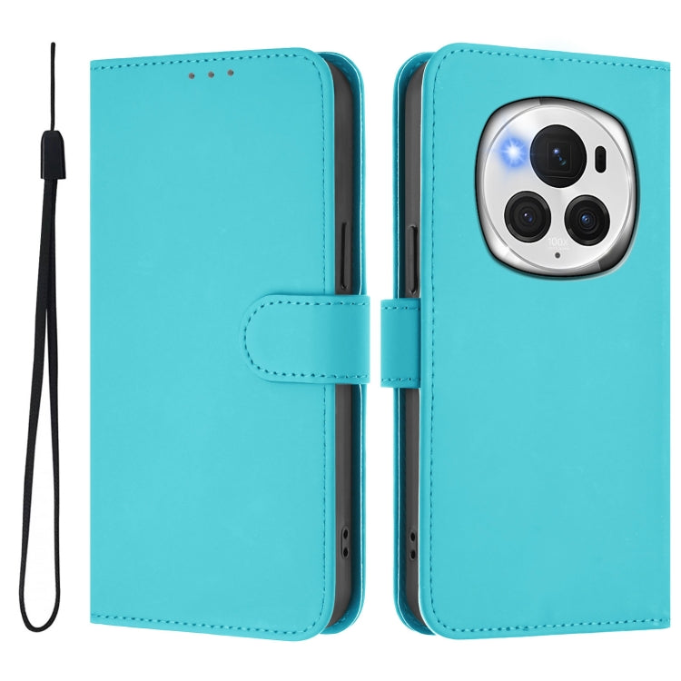 For Honor Magic6 Pro Skin Feel Solid Color Leather Phone Case with Lanyard