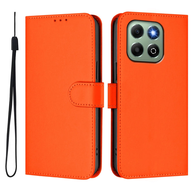 For Honor X6b 4G Skin Feel Solid Color Leather Phone Case with Lanyard
