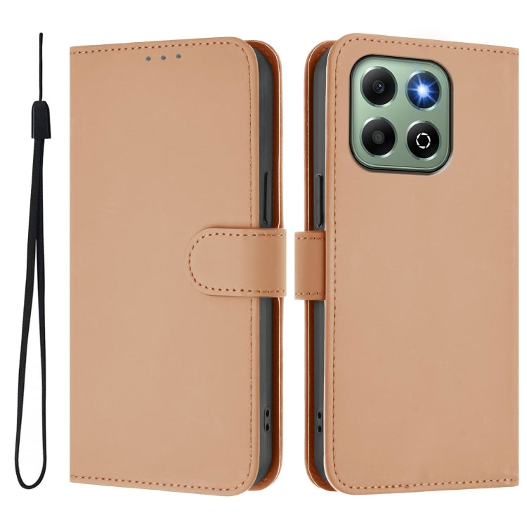 For Honor X6b 4G Skin Feel Solid Color Leather Phone Case with Lanyard