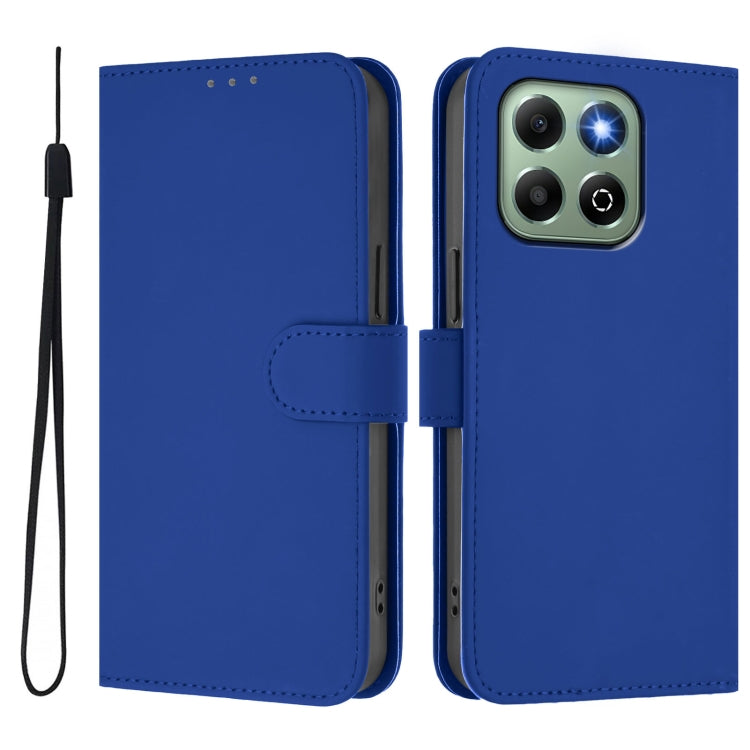 For Honor X6b 4G Skin Feel Solid Color Leather Phone Case with Lanyard