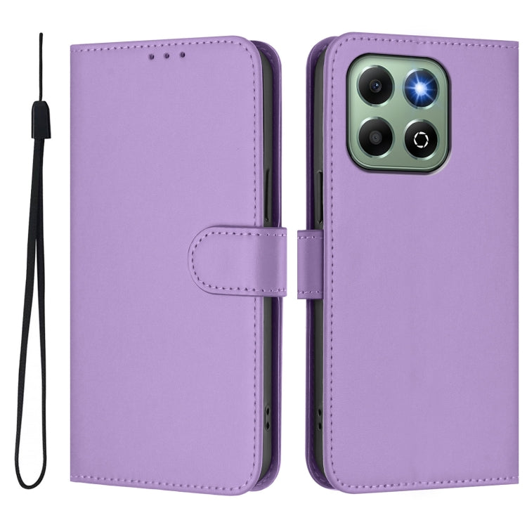 For Honor X6b 4G Skin Feel Solid Color Leather Phone Case with Lanyard