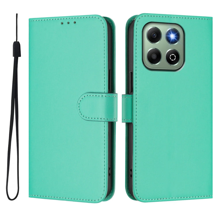 For Honor X6b 4G Skin Feel Solid Color Leather Phone Case with Lanyard