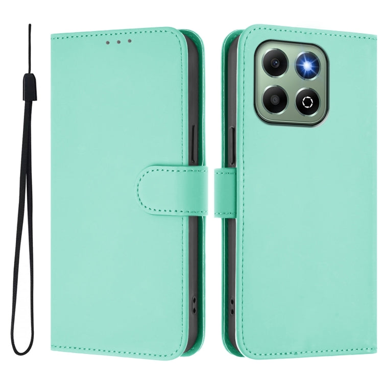 For Honor X6b 4G Skin Feel Solid Color Leather Phone Case with Lanyard