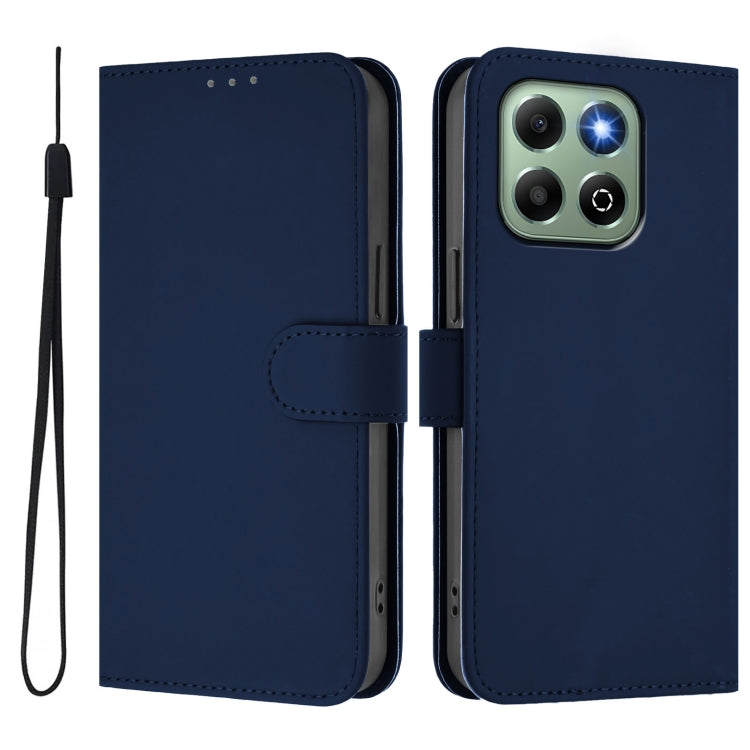 For Honor X6b 4G Skin Feel Solid Color Leather Phone Case with Lanyard