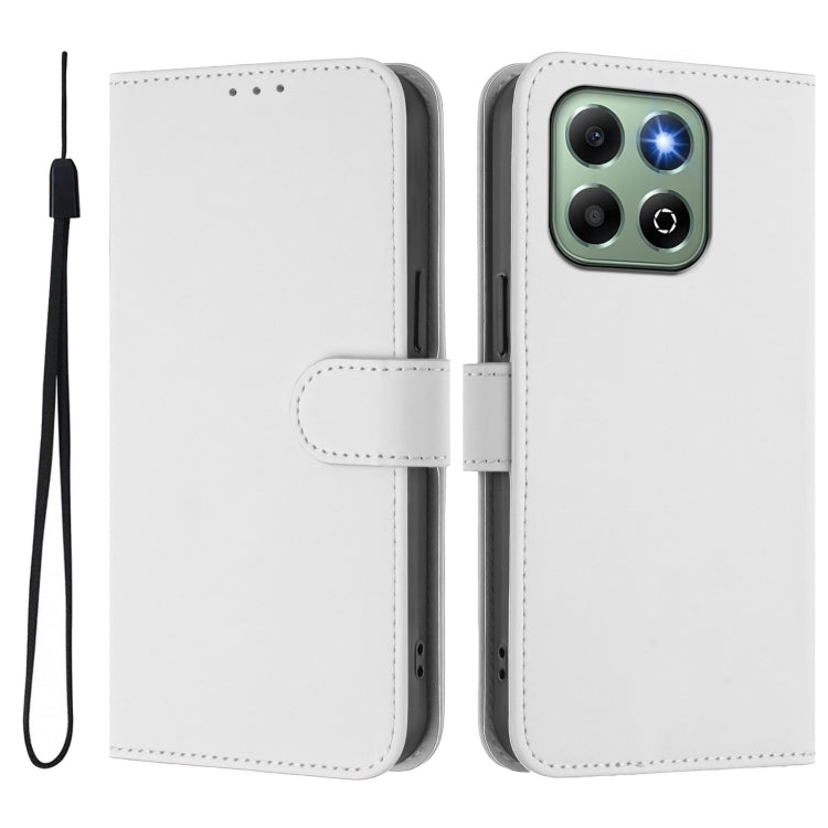 For Honor X6b 4G Skin Feel Solid Color Leather Phone Case with Lanyard