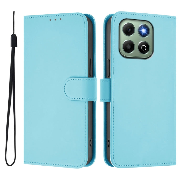 For Honor X6b 4G Skin Feel Solid Color Leather Phone Case with Lanyard