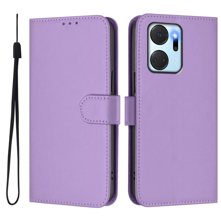 For Honor X7a 4G / Play7T 5G Skin Feel Solid Color Leather Phone Case with Lanyard