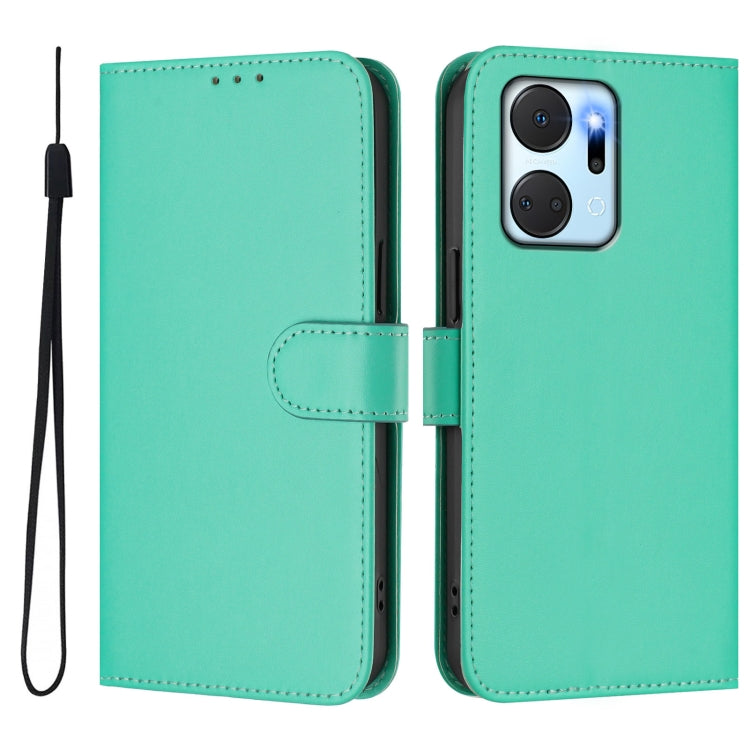 For Honor X7a 4G / Play7T 5G Skin Feel Solid Color Leather Phone Case with Lanyard