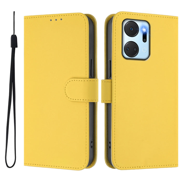 For Honor X7a 4G / Play7T 5G Skin Feel Solid Color Leather Phone Case with Lanyard