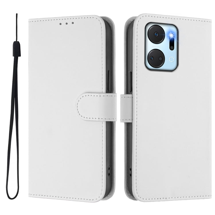 For Honor X7a 4G / Play7T 5G Skin Feel Solid Color Leather Phone Case with Lanyard