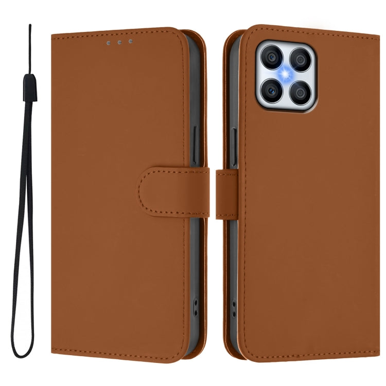 For Honor X8 4G / X30i / Play6T Pro Skin Feel Solid Color Leather Phone Case with Lanyard