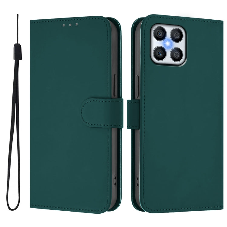 For Honor X8 4G / X30i / Play6T Pro Skin Feel Solid Color Leather Phone Case with Lanyard