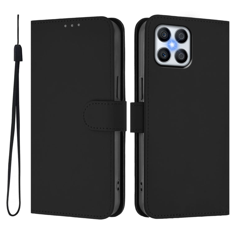 For Honor X8 4G / X30i / Play6T Pro Skin Feel Solid Color Leather Phone Case with Lanyard