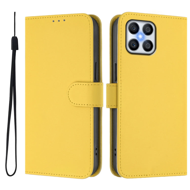 For Honor X8 4G / X30i / Play6T Pro Skin Feel Solid Color Leather Phone Case with Lanyard