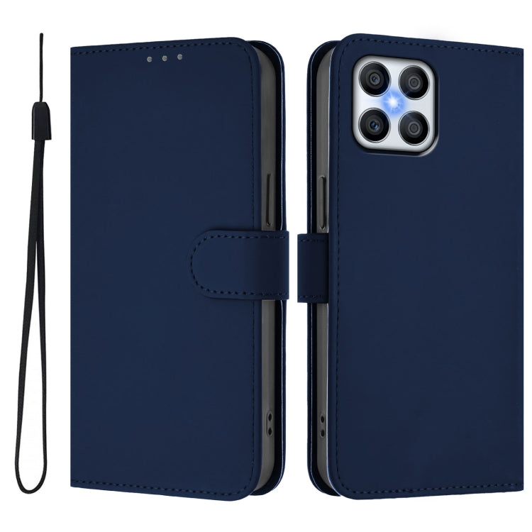 For Honor X8 4G / X30i / Play6T Pro Skin Feel Solid Color Leather Phone Case with Lanyard