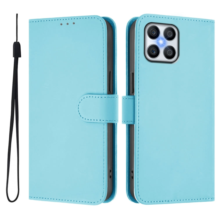 For Honor X8 4G / X30i / Play6T Pro Skin Feel Solid Color Leather Phone Case with Lanyard