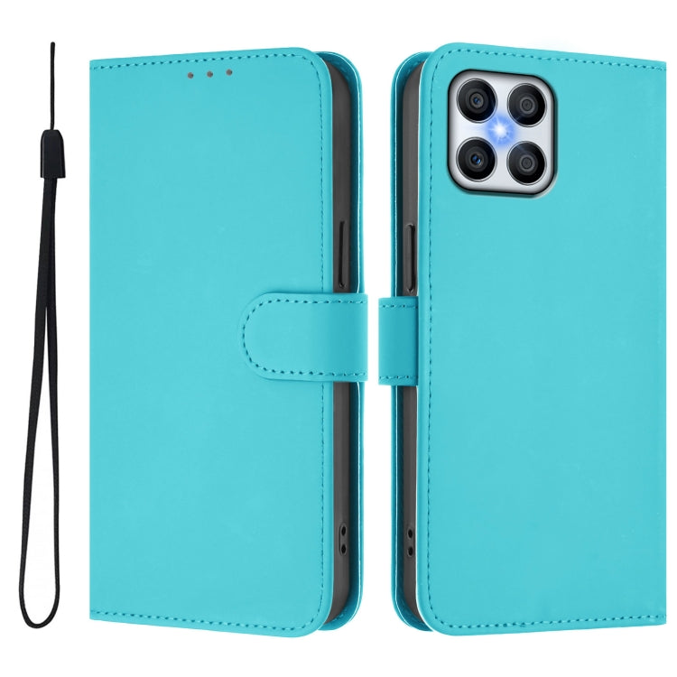 For Honor X8 4G / X30i / Play6T Pro Skin Feel Solid Color Leather Phone Case with Lanyard