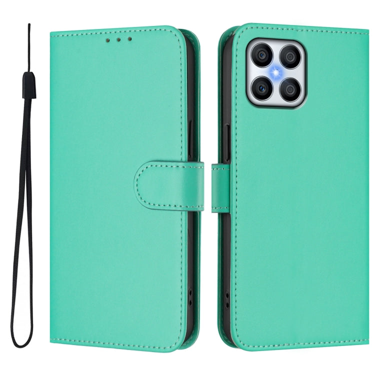 For Honor X8 5G / X6 4G / 70 Lite 5G Skin Feel Solid Color Leather Phone Case with Lanyard