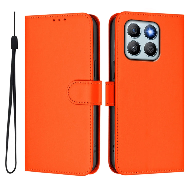For Honor X8b 4G Skin Feel Solid Color Leather Phone Case with Lanyard