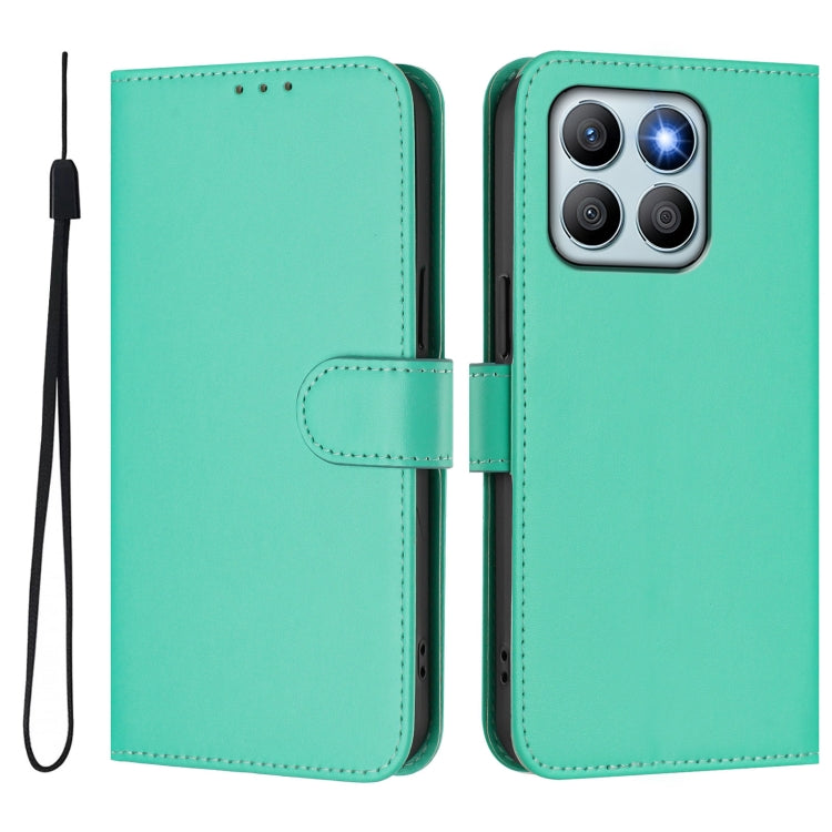 For Honor X8b 4G Skin Feel Solid Color Leather Phone Case with Lanyard