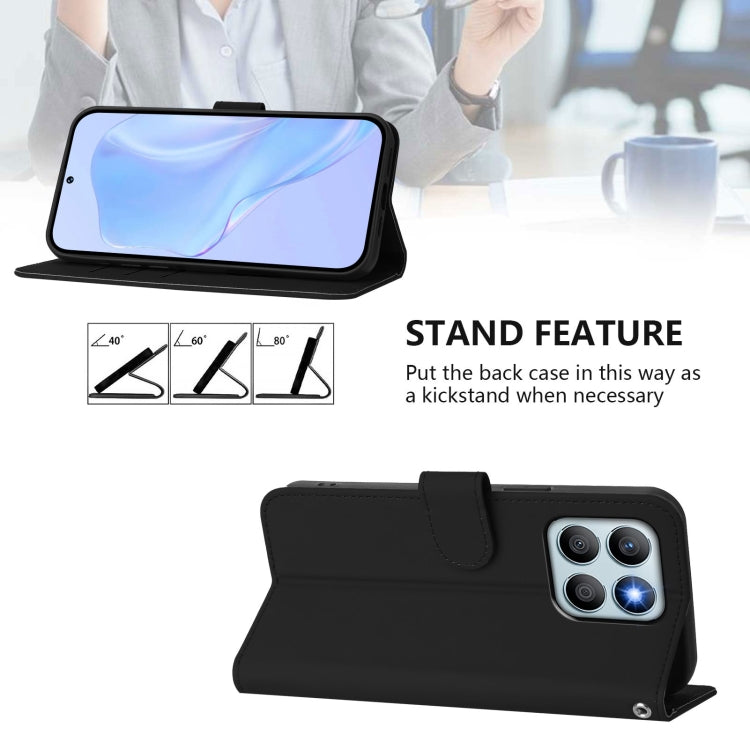 For Honor X8b 4G Skin Feel Solid Color Leather Phone Case with Lanyard