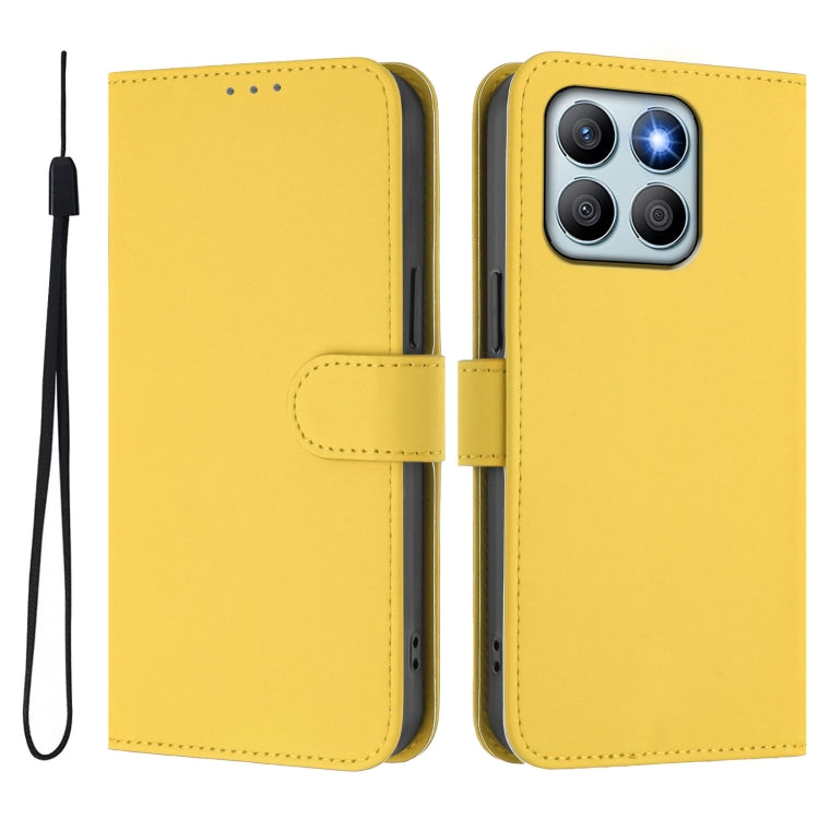 For Honor X8b 4G Skin Feel Solid Color Leather Phone Case with Lanyard