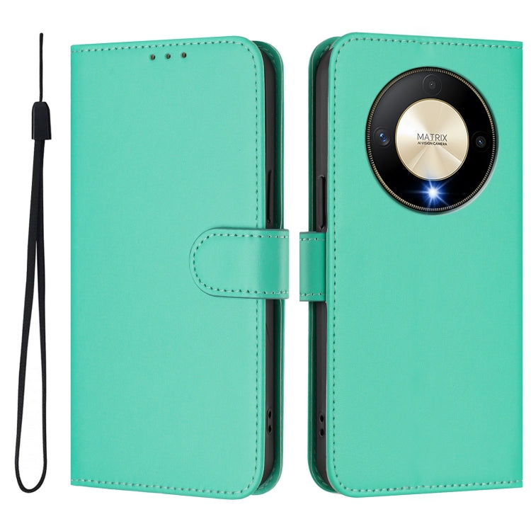 For Honor X9b / Magic6 Lite 5G Skin Feel Solid Color Leather Phone Case with Lanyard