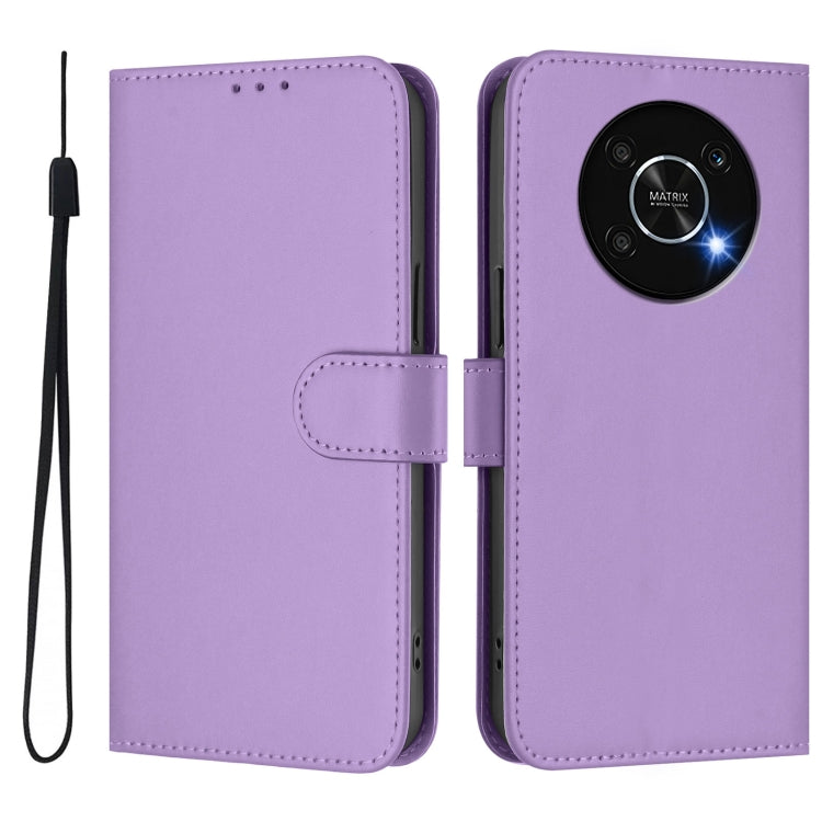 For Honor X30 5G / X9 5G / X9 4G Skin Feel Solid Color Leather Phone Case with Lanyard