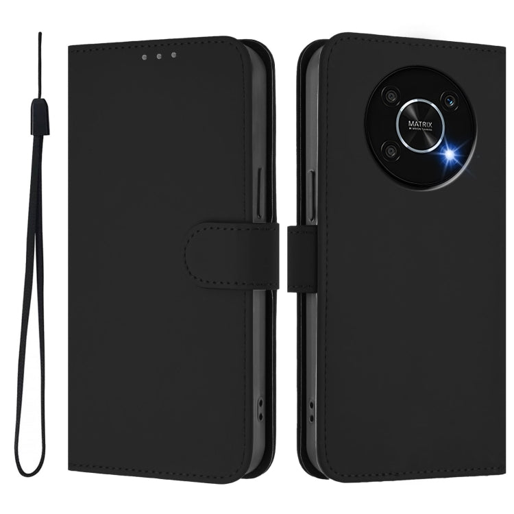For Honor X30 5G / X9 5G / X9 4G Skin Feel Solid Color Leather Phone Case with Lanyard