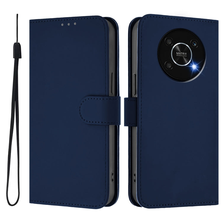 For Honor X30 5G / X9 5G / X9 4G Skin Feel Solid Color Leather Phone Case with Lanyard