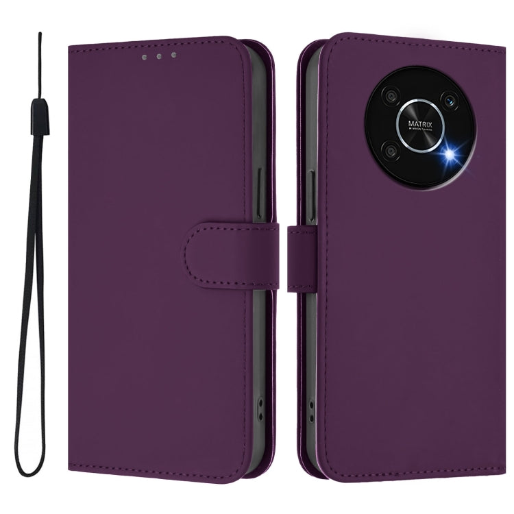 For Honor X30 5G / X9 5G / X9 4G Skin Feel Solid Color Leather Phone Case with Lanyard