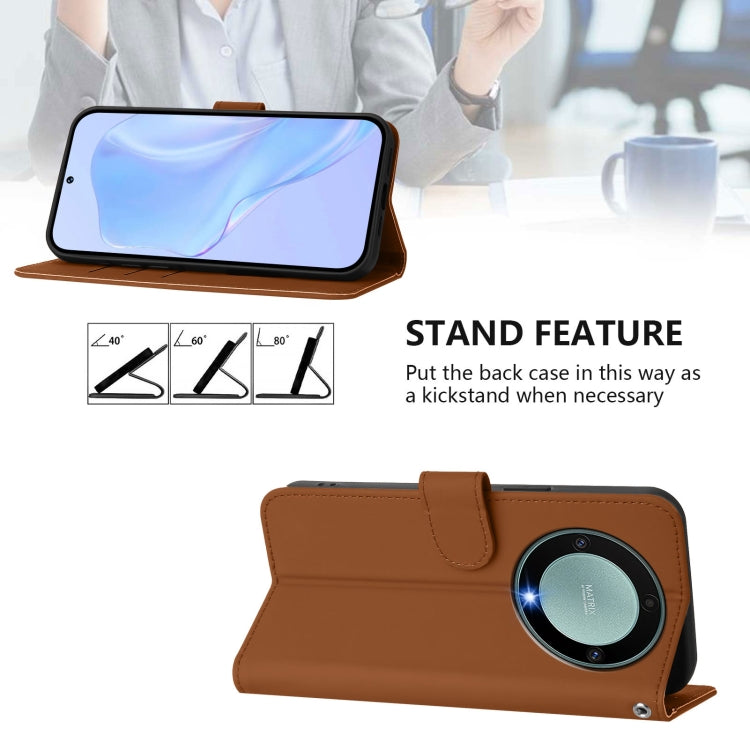 For Honor X40 / X9a / Magic5 Lite Skin Feel Solid Color Leather Phone Case with Lanyard