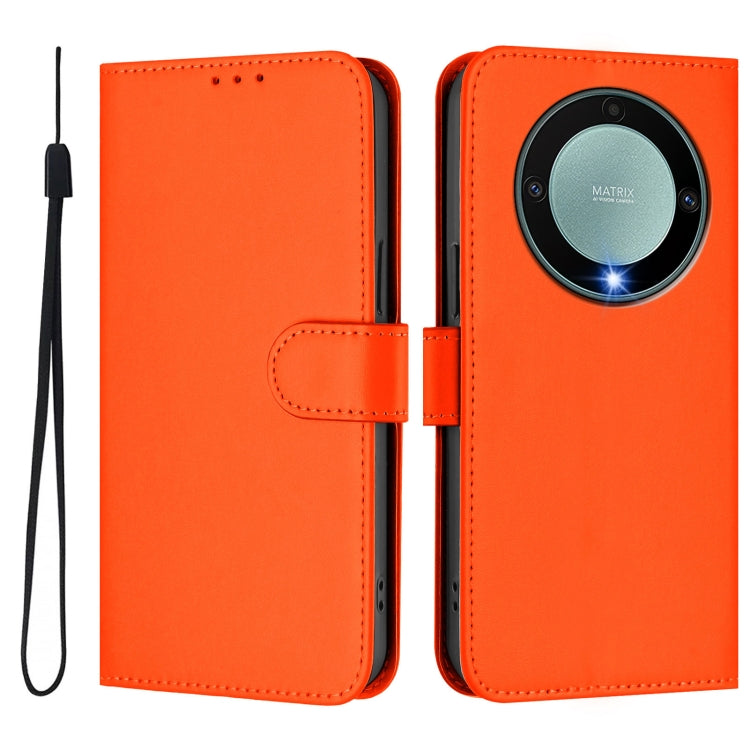 For Honor X40 / X9a / Magic5 Lite Skin Feel Solid Color Leather Phone Case with Lanyard