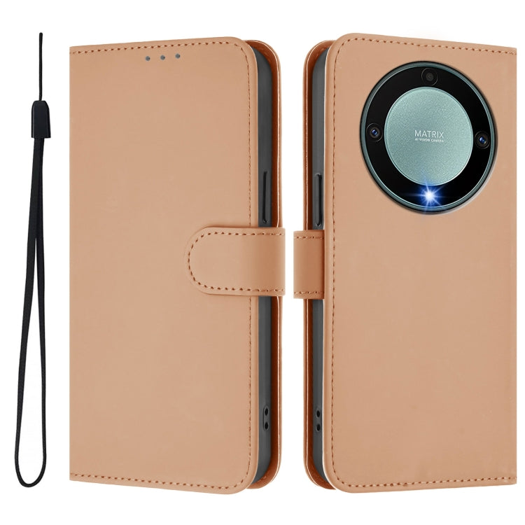 For Honor X40 / X9a / Magic5 Lite Skin Feel Solid Color Leather Phone Case with Lanyard