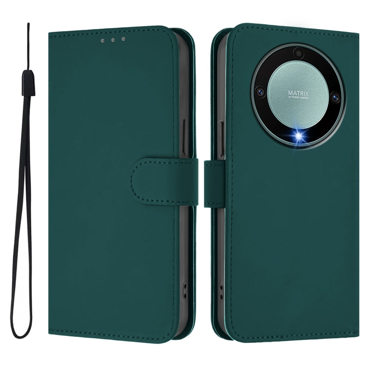 For Honor X40 / X9a / Magic5 Lite Skin Feel Solid Color Leather Phone Case with Lanyard