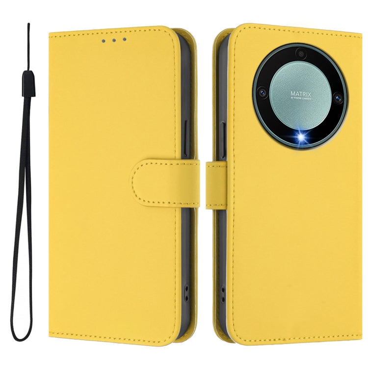 For Honor X40 / X9a / Magic5 Lite Skin Feel Solid Color Leather Phone Case with Lanyard